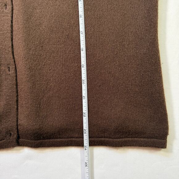 Vintage Norton Brown Mock Twinset Cardigan Top Large Classic Minimalist Capsule - Picture 7 of 8